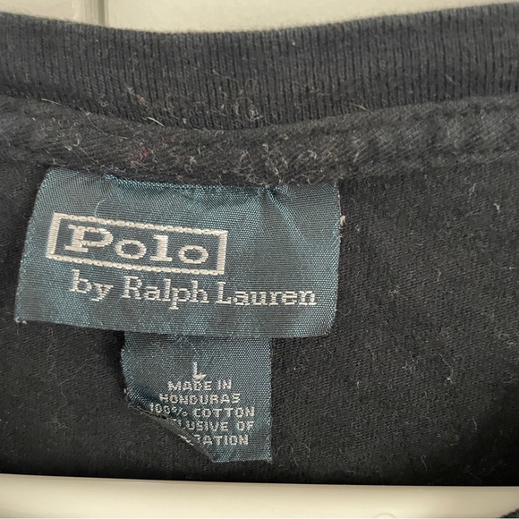 Vintage Polo by Ralph Lauren Black T-Shirt – Single Stitch Red Pony Logo Size L - Picture 2 of 5
